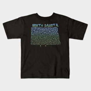 North Dakota State Outline Maze & Labyrinth Kids T-Shirt